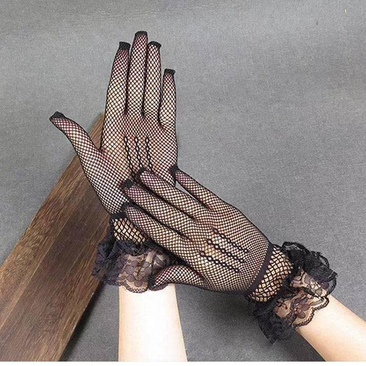 Women's Sexy Fishnet Lace Bridal Gloves for Performance and Etiquette