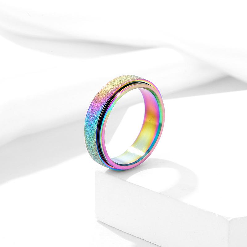 

Вращающееся матовое титановое декомпрессионное кольцо с пескоструйной обработкой для снятия тревожности Size 7