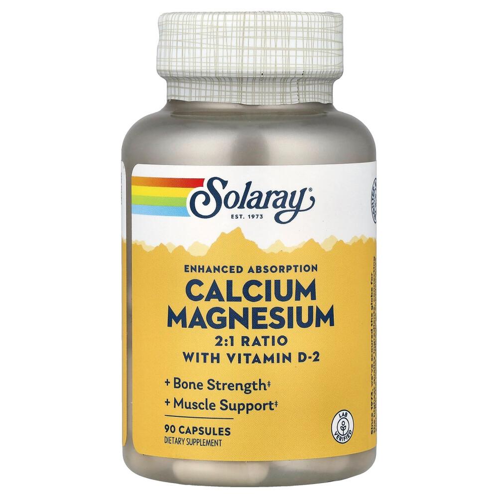 Solaray Enhanced Absorption Calcium Magnesium Capsules, 90 Count