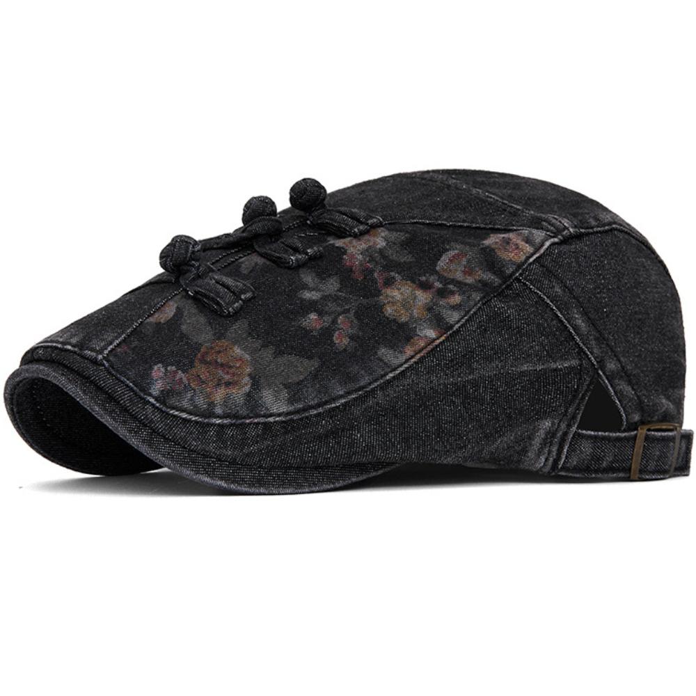 HT4886 Mens Berets Women Retro Floral Artist Painter Beret Hat Male Female Spring Autumn Ivy Flat Cap Adjustable Denim Beret Cap