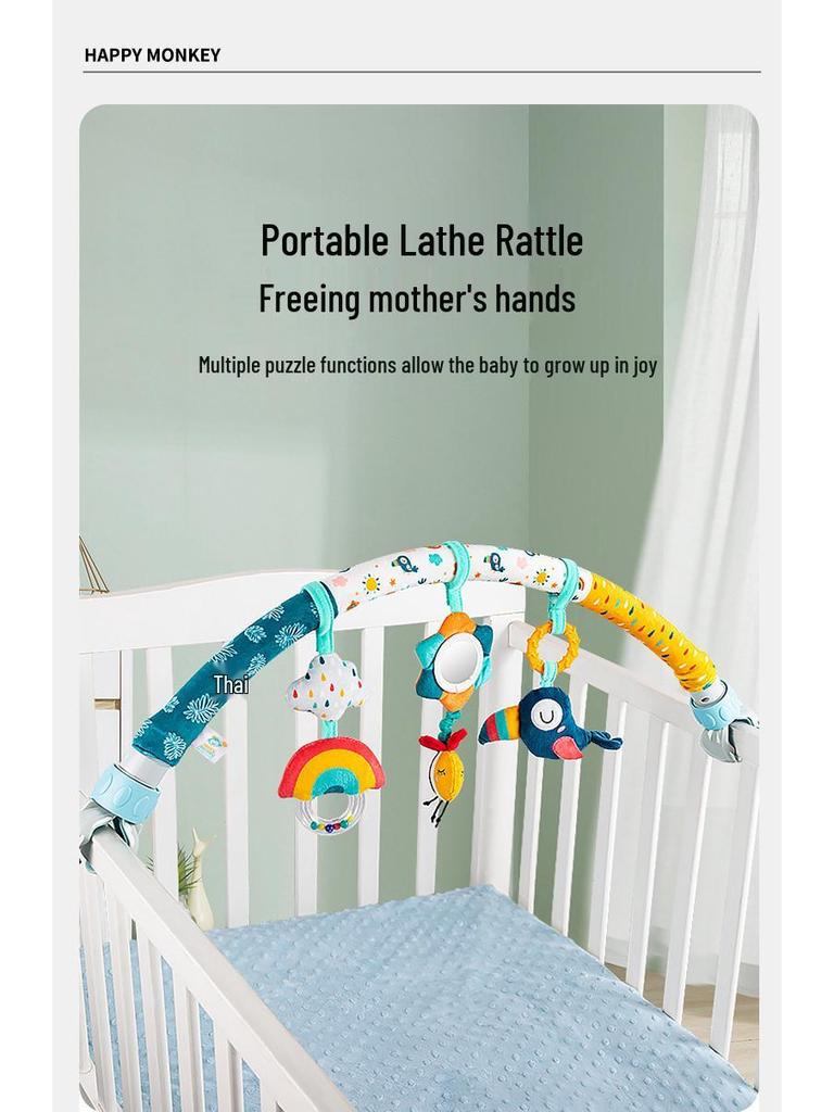 Happy Monkey Newborn Clip-On Mobile Toy: Bed, Stroller, Car Clip & Rattle Ornament.