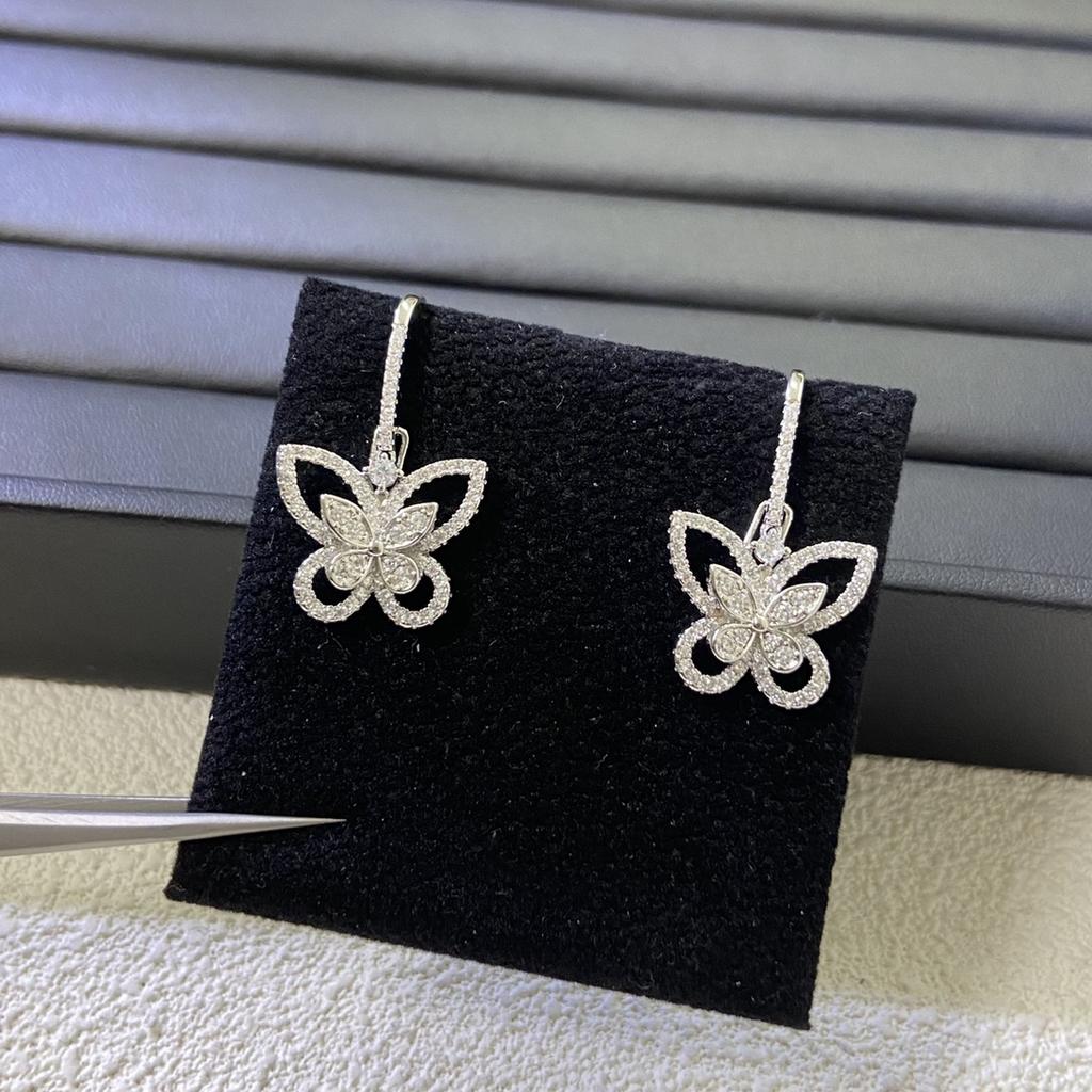 Pendientes clásicos de mariposa chapados en oro de plata 925, pulsera de mariposa, collar de mariposa.