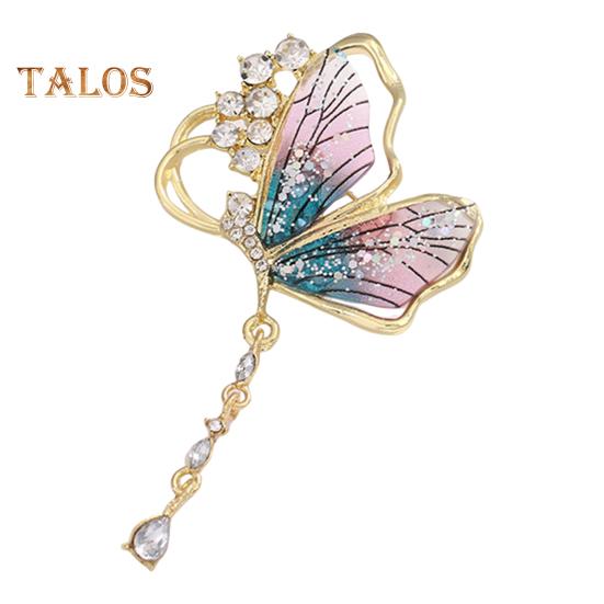 

Женская брошь в форме бабочки с кисточками и стразами, украшение на нескользящий воротник пальто, шляпу, шарф, украшение для одежды, прищепка для выпускного бала, вставка для одежды фиолетовый