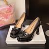 New Platform Thick Heel Shoes Women Mary Jane Shoe Fashion Butterfly-knot Slip on Shoes Ladies Outdoor High Heel Dress Pumps
