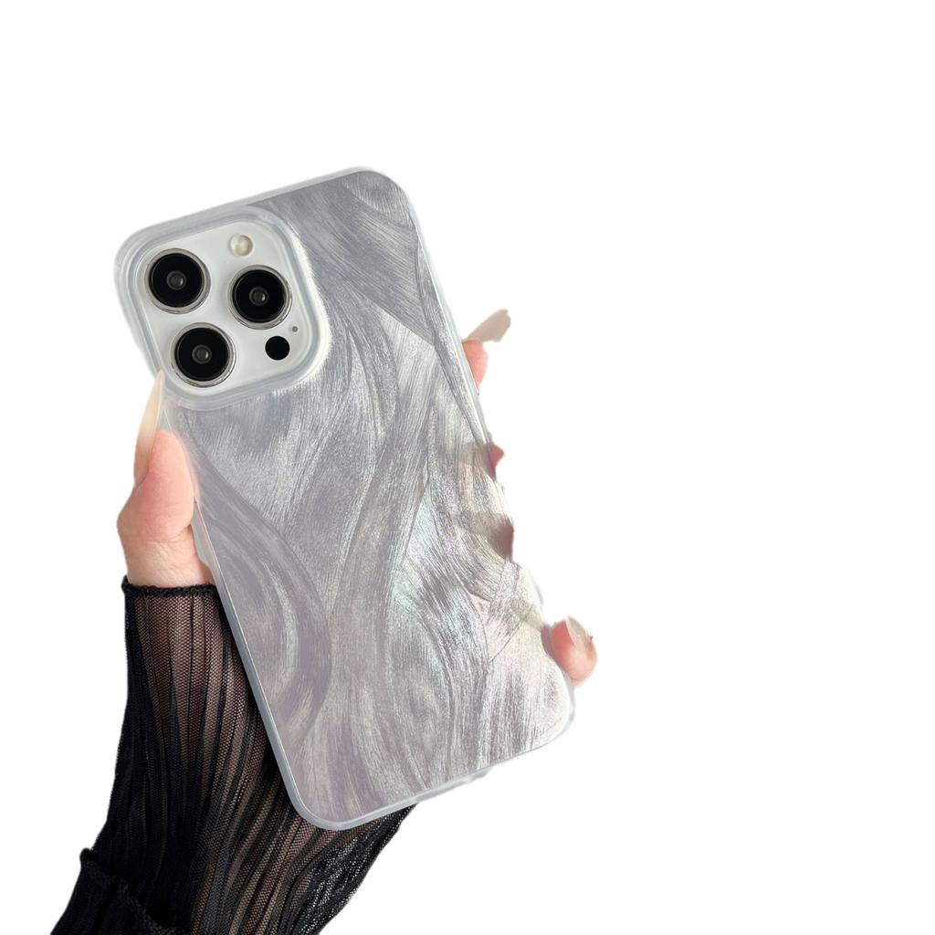 Advanced IMD Feather Yarn Water Ripple for IPhone15 Phone Case 16promax Color Painting Customized Protective Cover