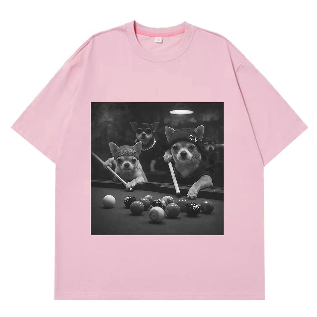 Funny Dog Playing Pool Meme Tshirt Summer Unisexs And Unisexs Fashion Hiphop Tshirts Comfort Cotton Casual Tshirts Streetwear