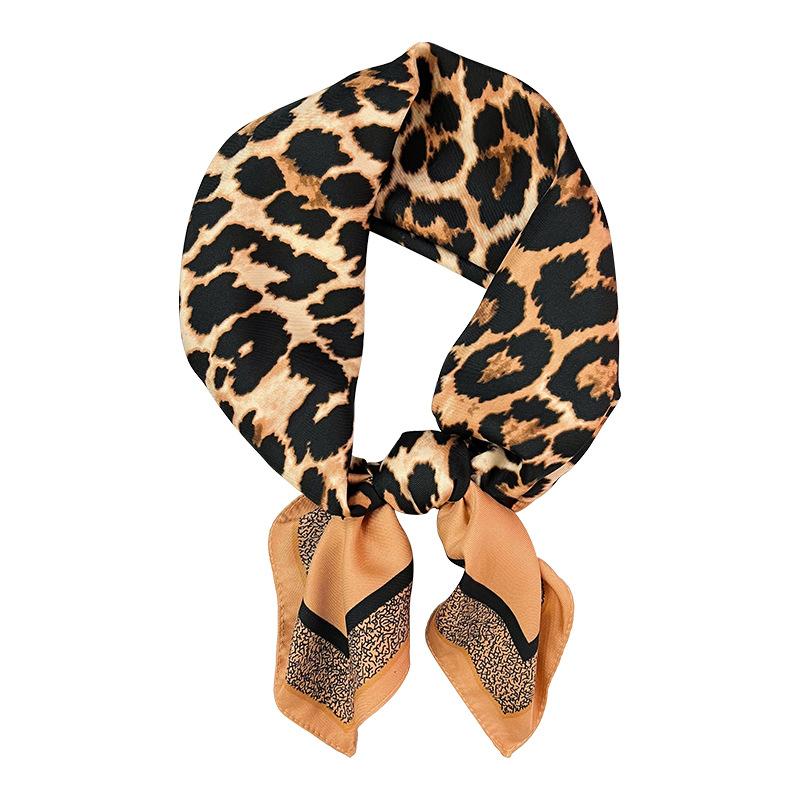 Spring and Summer New 71 Square Scarves Personalized Leopard Print Silk Scarves Korean Version Fashion Shawl Hair Tie Bag Scarf Wholesale