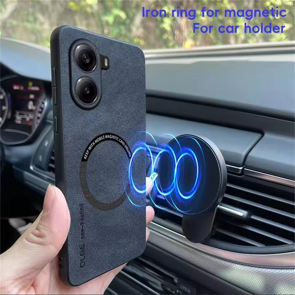 Leather Magnetic Case For Poco X7 Pro X6 X5 Funda For Poco F6 F5 F4 GT C65 M6 M5 For Magsafe Wireless Charger Phone Cover