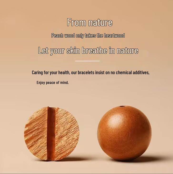 108-Bead Natural Peach Wood Bracelet: Unisex Buddhist Prayer Mala, Wenwan Multi-Turn Jewelry Gift