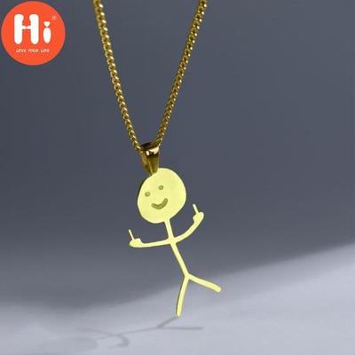 Hi Great Stylish Unisex Women Choker Funny Doodle Necklace Men Pendant Clavicle Chain for Club