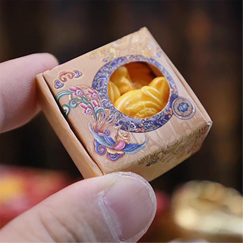 Artisanal Miniature Mooncake Set Complex Incised Plan Rosin Collectible For 1:12 Model House Displays