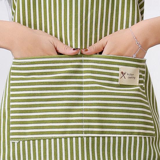 Delantal con Peto Ajustable con Bolsillo Grande de Parche Rayas de Algodón y Lino Delantal de Cocina Transpirable Resistente al Aceite Delantal de Cocina para Hombres Mujeres