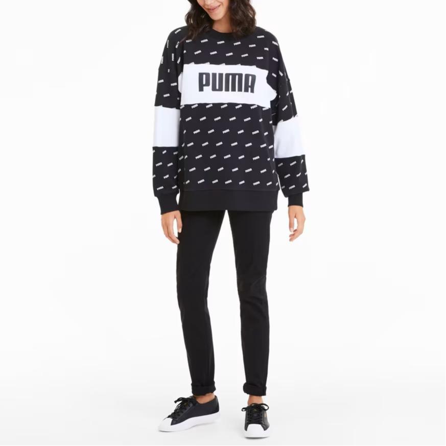 Puma Crew Neck Long Sleeve American Sweatshirt Women Sweatshirt Black 598241-01