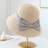 Korean Style Plaid Bowknot Bucket Hat Woven Sunshade Versatile Women's Summer Sunhat Fashionable Outdoor Protection