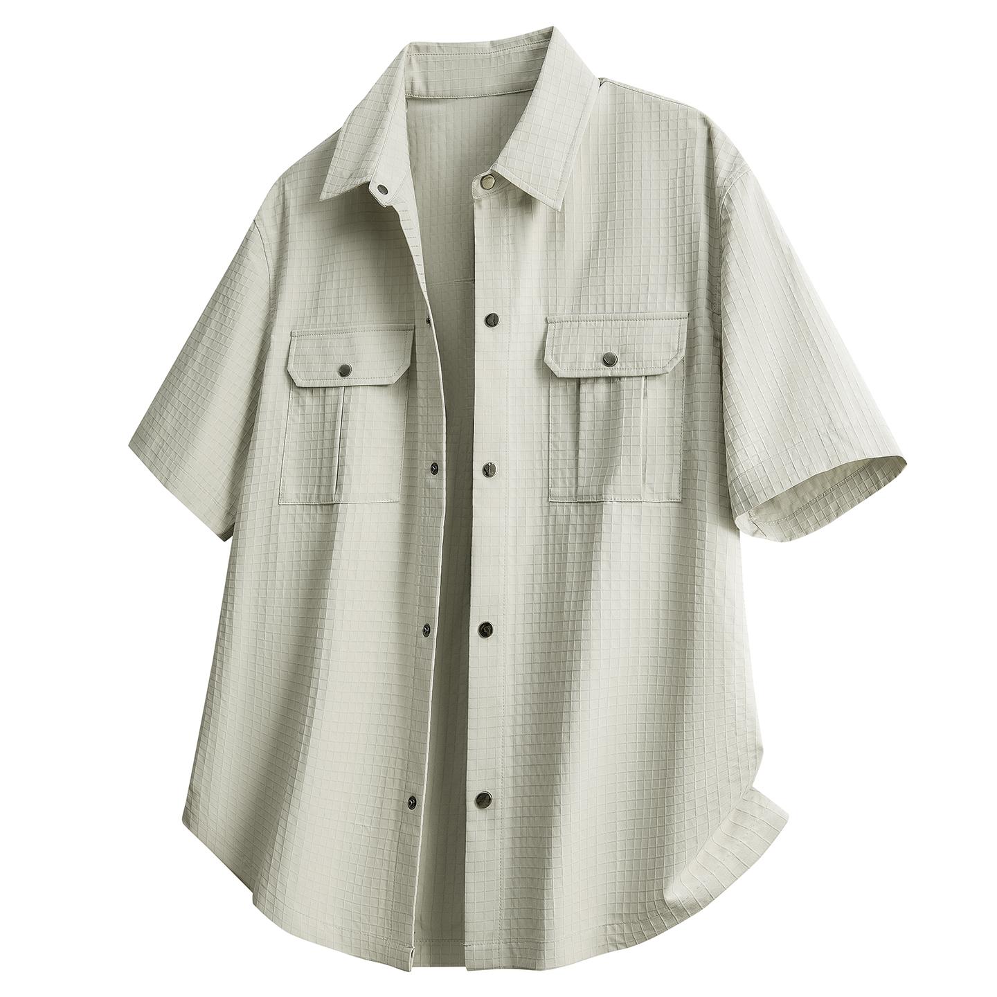 

Dmao Loose Lapel Fashion T-Shirt Short Sleeve Top Shirt Large Size Pocket Men XL абрикос світлого кольору