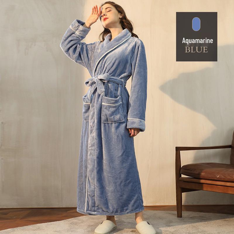 Couples' Thickened Winter Flannel Bathrobes - Men's Towel Style & Women's Coral Fleece Robes
