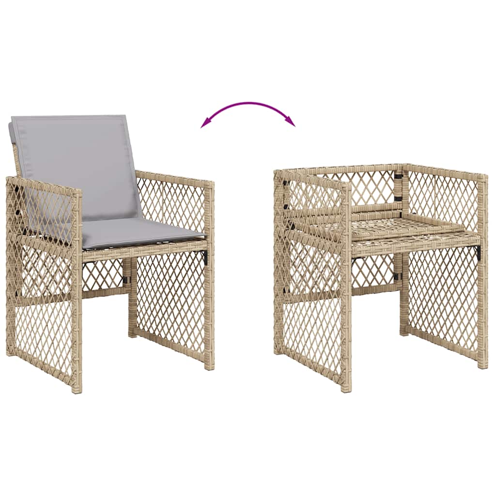 Vidaxl 15-Cz. Garden Furniture Set With Cushions, Beige, PE Rattan