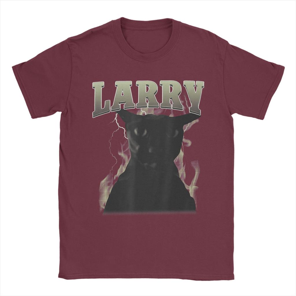 Funny Evil Larry Cat Dank Brainrot Meme Men's T Shirts  Novelty Tees Short Sleeve Round Collar T-Shirts 100% Cotton New Tops