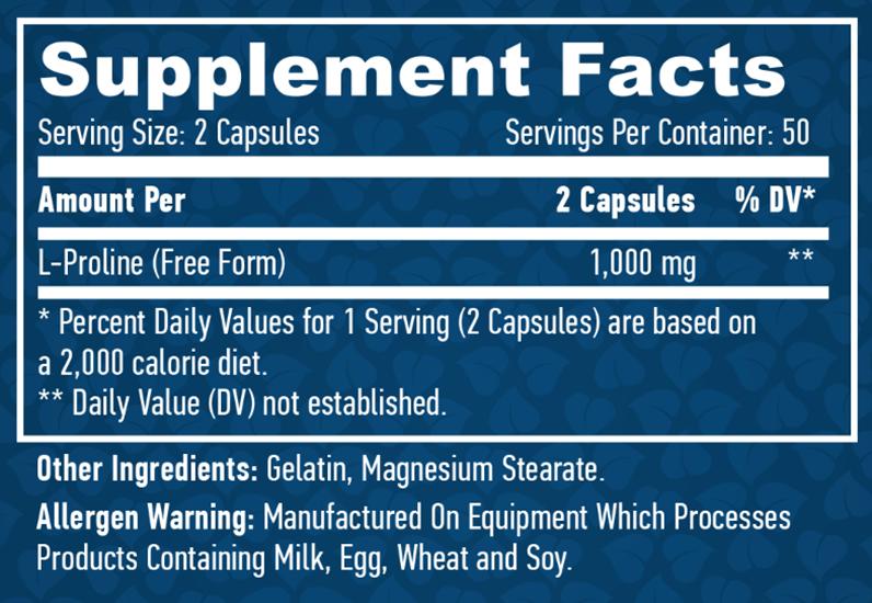 Haya Labs L-Proline 1000 Mg - 100 Caps