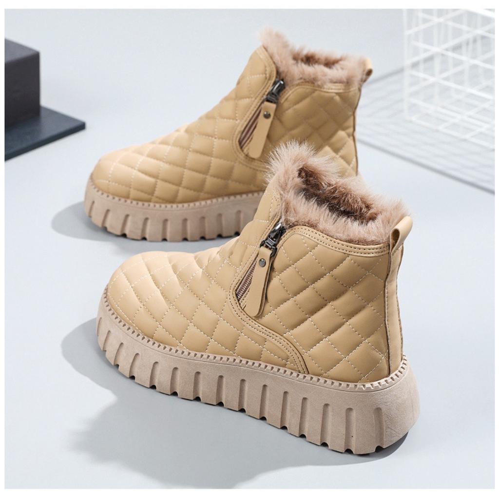 Women's Winter Boots with Faux Fur Lining & Zipper Closure -Toe Ankle Boots with Cushioned Insole- Casual & Semi-Formal Winter Footwear