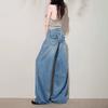 Blue High Waist Lysel Tencel Wide Leg Jeans Women's New Style Slimming Loose Fit Straight Cut Denim Pants