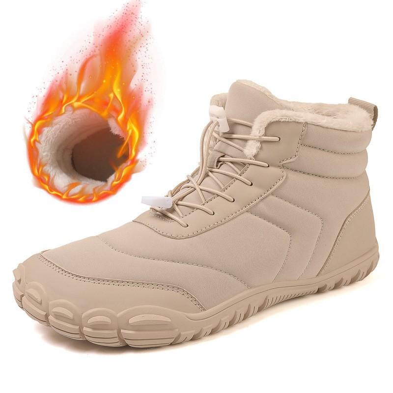 Winter five-finger cotton shoes, men's and women's high-top snow boots, piled and thickened to keep warm, non-slip and anti-splashing water, hiking