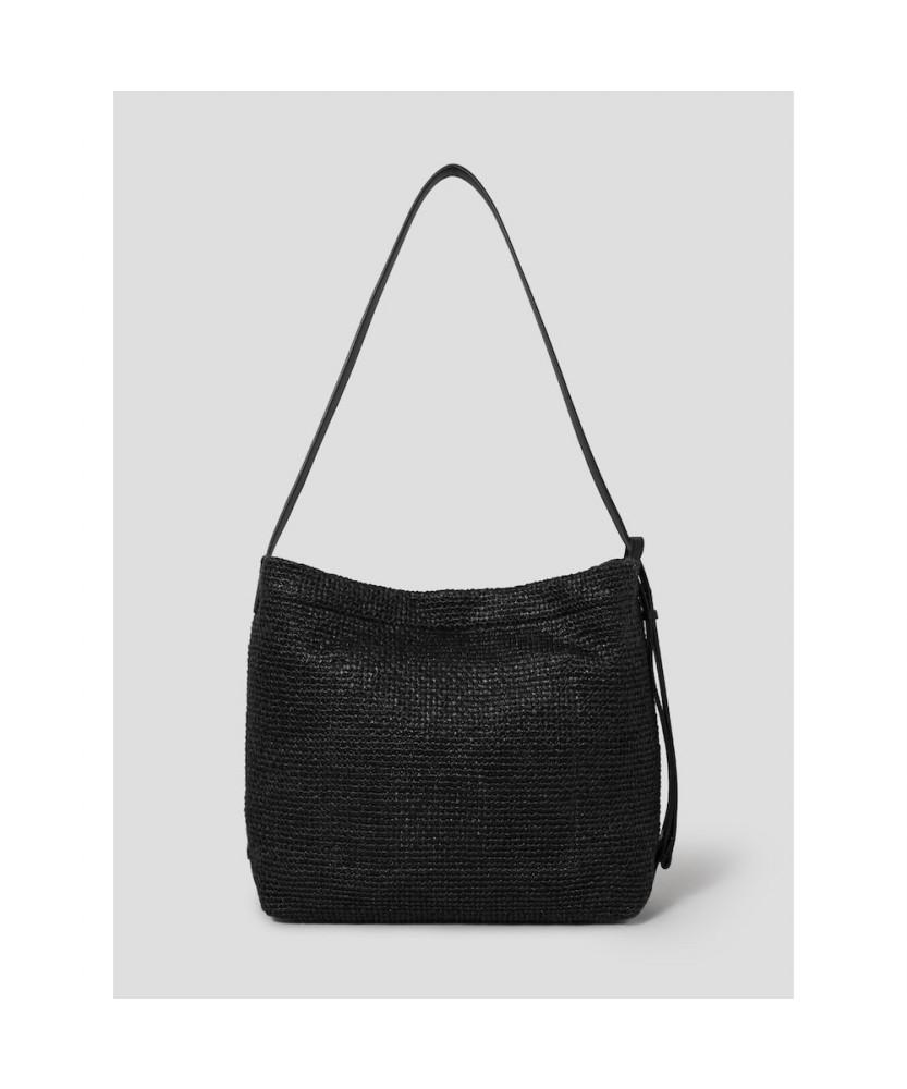 Beanpole Accessory Raffia Shoulder Bag Black