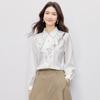Women's Ruffle Lapel Long Sleeve Commuter Blouse