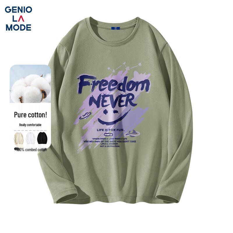 GENIOLAMODE Men s Cotton Long-Sleeve Graphic T-Shirt 2XL