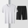 Men's Summer Ice Silk Letter B Print T-Shirt and Shorts Set - Lightweight, Soft, Comfortable, Short Sleeve.