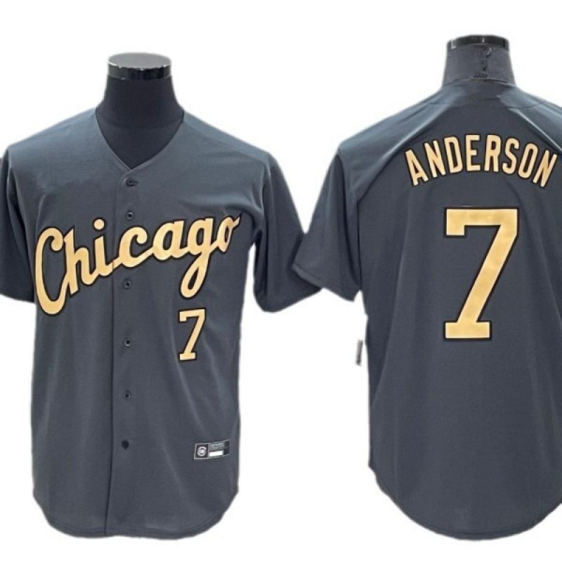Unisex Chicago White Sox 7 Anderson Elite Fan Baseball Jersey Cotton Blend Embroidered Sportswear Fall