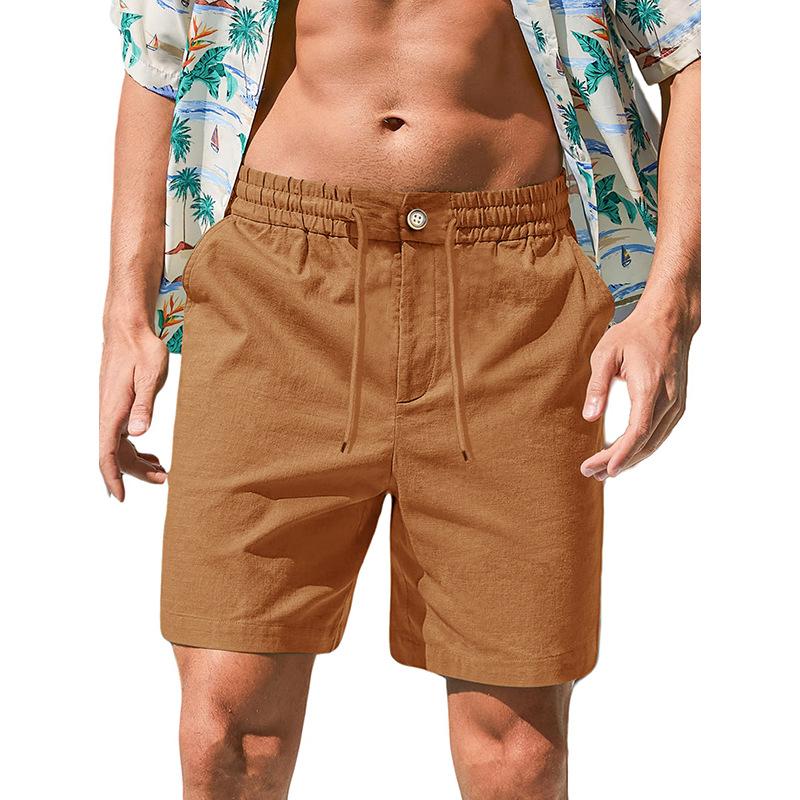 Men's Linen Blend Drawstring Casual Shorts