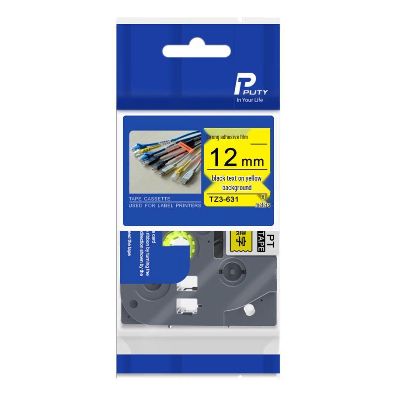PUTY 12mm Black on Yellow Label Tape