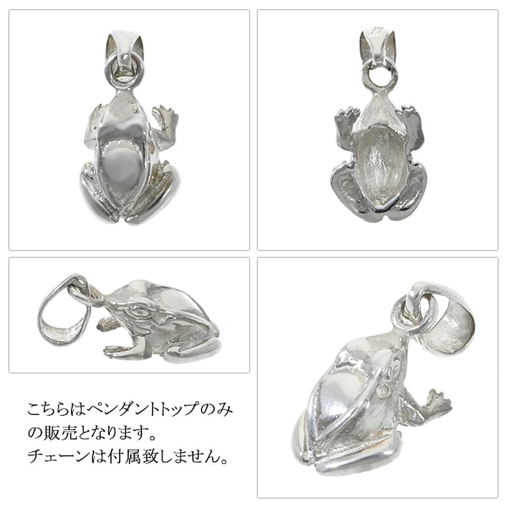 Shinjuku Gin No Kura Green Frog Silver 925 Pendant Top (Chain Not Included) Women's Necklace Charm Frog Miniature Lucky Charm for Work Luck