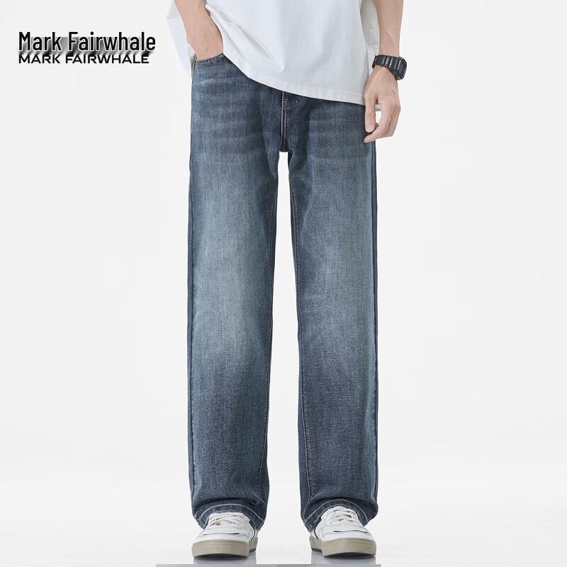Mark Fairwhale Men's American Style Straight Wide-Leg Jeans