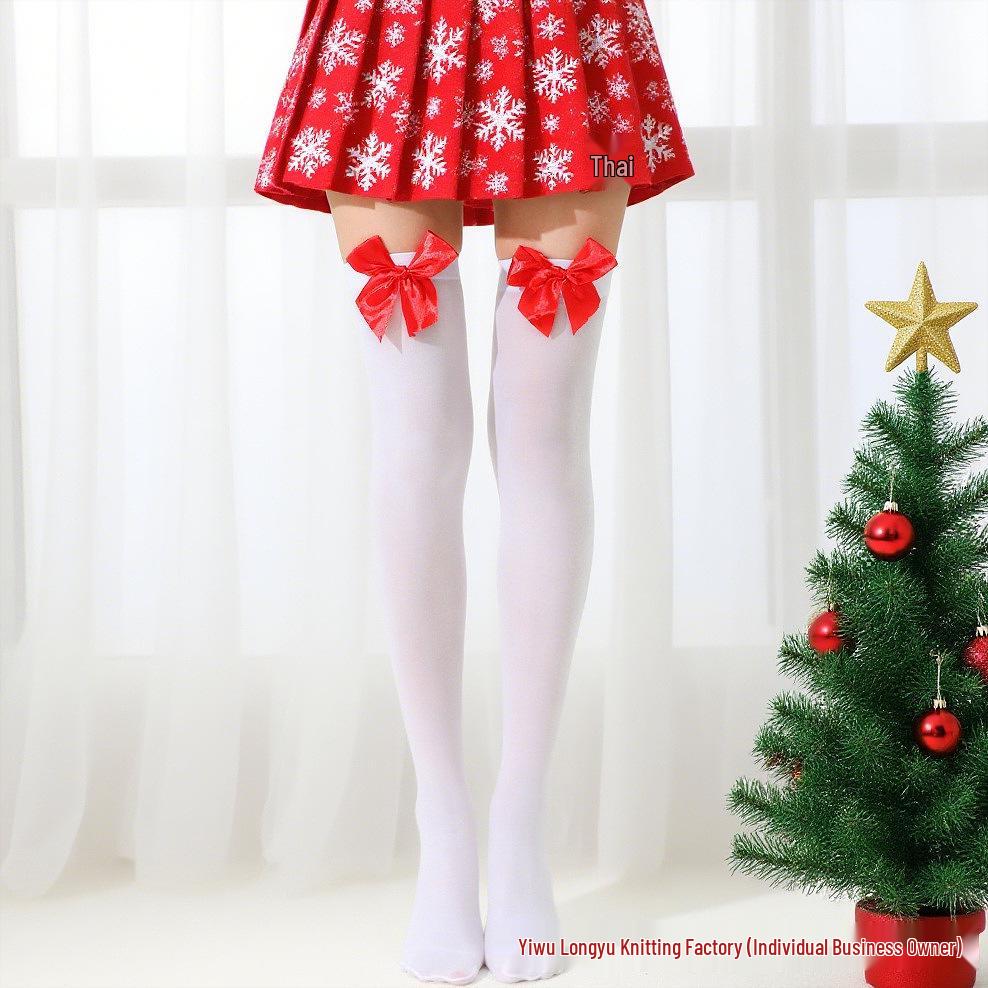 Velvet Thigh-High Stockings with Bow – Sexy Halloween Costume Socks