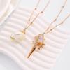 Retro Beach Shells Gold Plated Border Pendant Stereo Conch Necklace for Women Collar Chain Jewelry Accessories Gifts