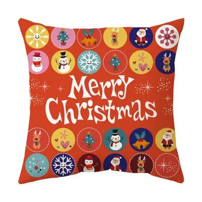 Merry Christmas Cushion Cover 45*45 Cartoons Pillowcase Cotton Linen Sofa Cushions Pillow Cases Pillow Covers