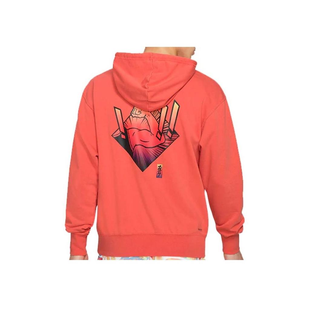 Jordan Dri-Fit Zion Hoodie Pullover Long Sleeve Men Activewear Top Orange Red DH0599-635