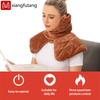 Brown Heated Shoulder Neck Massager 3 Heating Modes Plush Fabric Stiffness Relief Warm Scarf For Office Workers