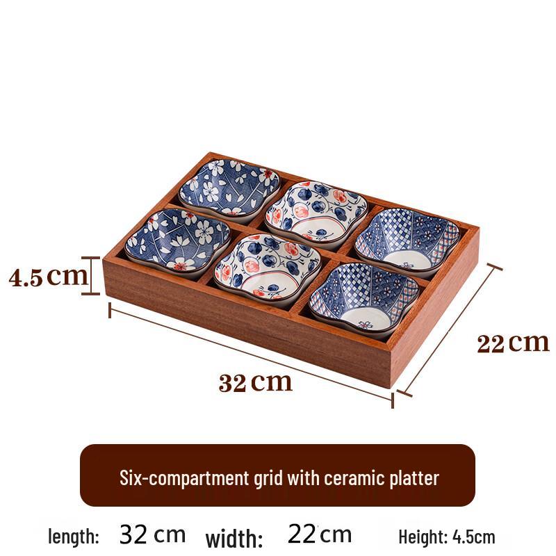 Multi-Grid Ceramic Snack Serving Tray