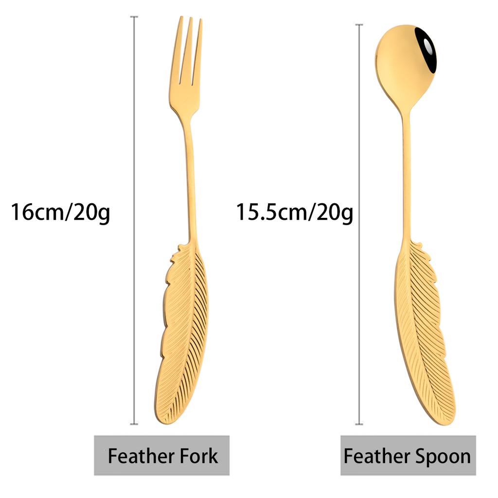 2Pcs Creative Fork Spoon Dinnerware Set 304 Stainless Steel Cutlery Cake Fruit Fork Coffee Ice Cream Stirring Spoon Kitchen Tool