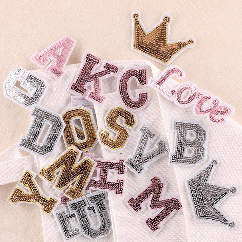Accessories Bead Sequins Embroidery Cloth Label 26 English Letters Patch Sticker Accessories Computer Embroidery Label Badge Cloth Sticker