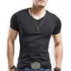 Herren Übergröße Sommer Basic Top Einfarbig Kurzarm V-Ausschnitt Slim Fit T-Shirt