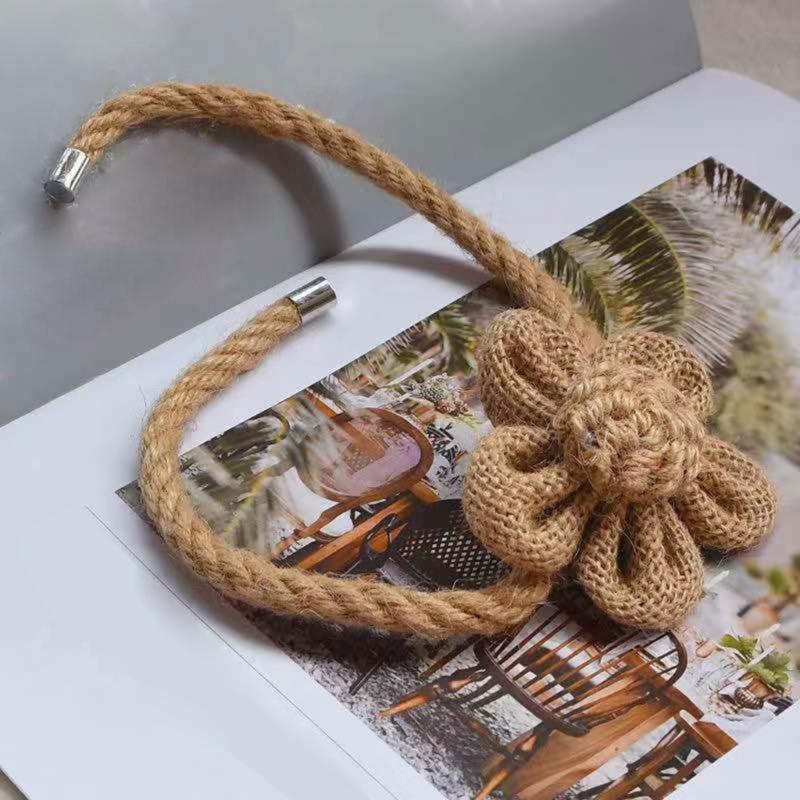 2 szt. Magnetyczne podwiązki do zasłon Ręcznie tkane kwiatowe klipsy do zasłon Boho sznurkowe podwiązki do zasłon Dekoracje domu