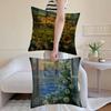 Landscape painting style Cushion Cover Antidustmite Pillowcase Invisible zipper silky short plush Sofa cushion cover