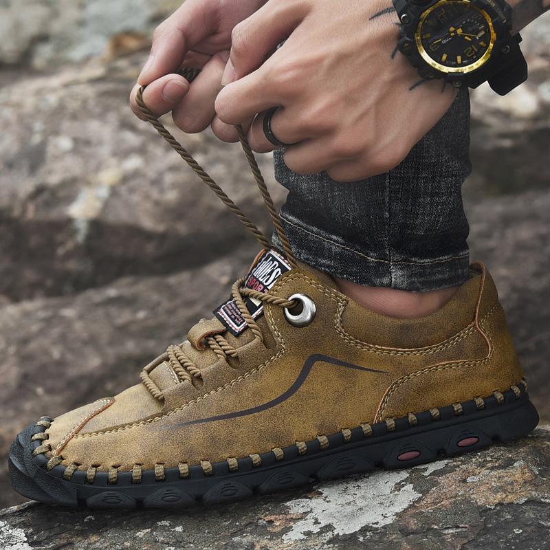 Men's Handmade Casual Leather Shoes Outdoor Low-top Sneakers