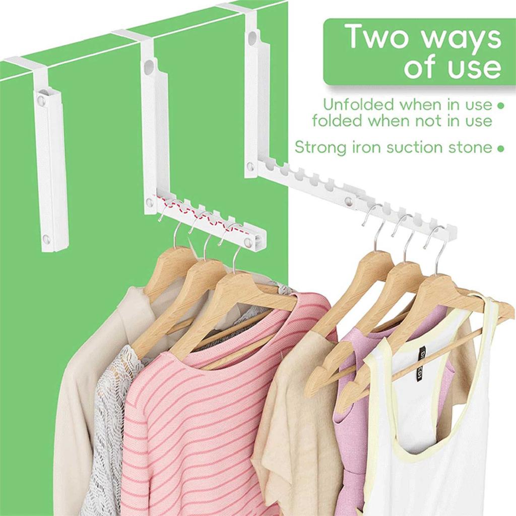 Double Folding Over Door Hooks, Portable Drying Rack for Laundry, Bathroom, Bedroom & Travel Storage ()