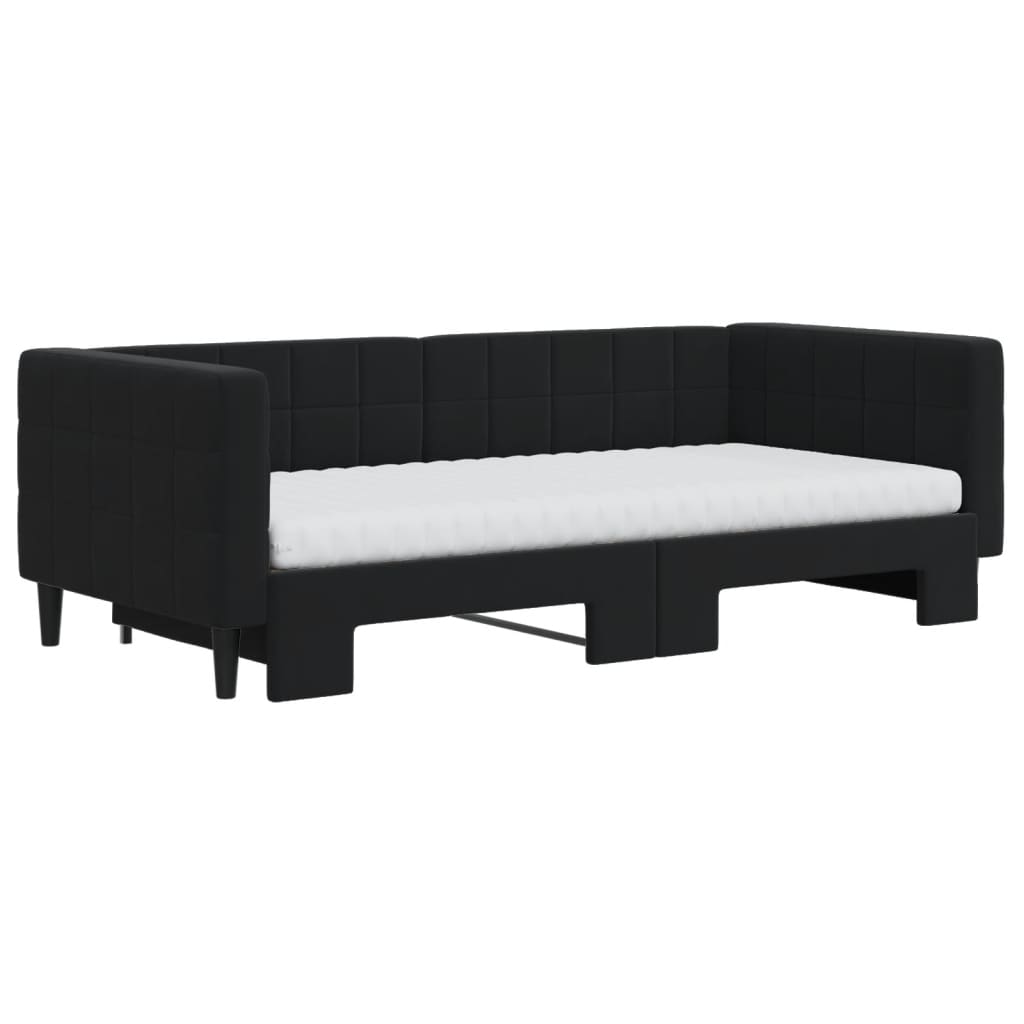 Extendable Daybed with Mattresses Black 90x190 Cm Velvet