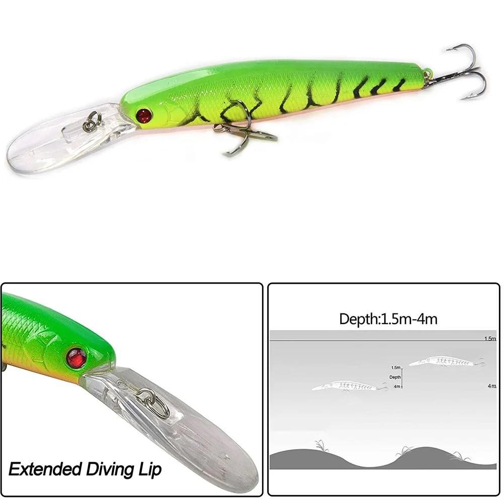 10Pcs/8Pcs Hard Fishing Lures Baits Minnow Lures Bass CrankBait Set LifeLike Swimbait Deep Diving Sinking Lures with Treble Hook